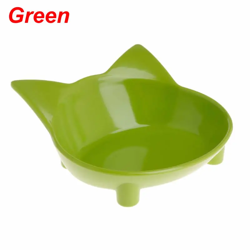 Green Кормушка-миска для домашних питомцев, нескользящая собачка, кошка, щенок, котенок, посуда для питья, воды, в форме кошки, милая посуда - Цвет: Green