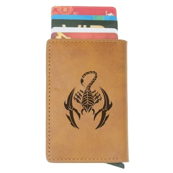 

Classic Unique Scorpion Design RFID Credit Card Holder Anti-Theft Automatic Wallet Card Case Men Mini Leather Male Purse
