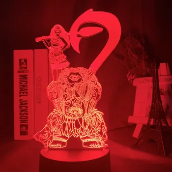 

3d Lamp Cartoon Moana and Maui Figure Color Changing Touch Sensor Remote Nightlight for Child Bedroom Decor Led 3d Night Light