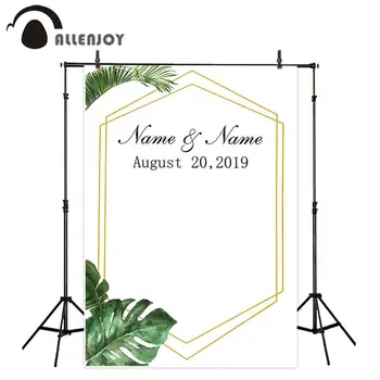 

Allenjoy Spring Wedding Background Watercolor Leaves Name Marriage Anniversary Wall Backdrop Engagement Ceremony Party Banner