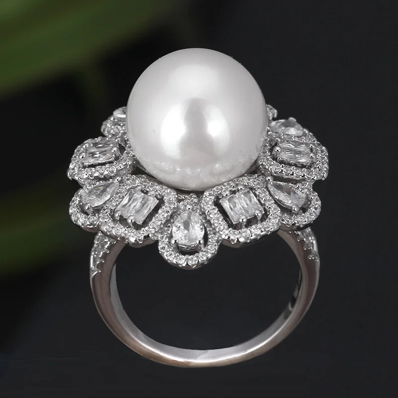 Antique Natural Pearl Platinum & Diamond Ring