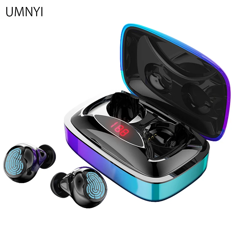 UMNYI TWS 6D наушники автоматическое подключение в уши 3D отпечаток пальца сенсорный беспроводной Bluetooth 5,0 гарнитура наушники Голосовое управление - Цвет: Gradient black