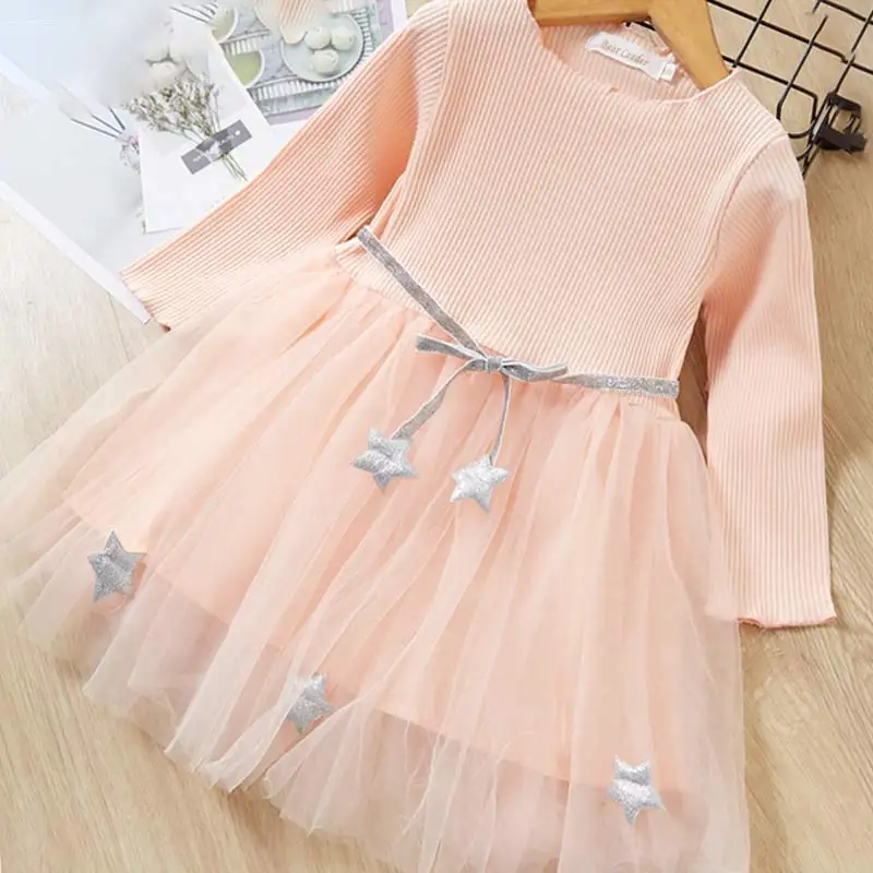 AZ1490Pink Платья для девочек; коллекция года; Модное детское платье для девочек; платье принцессы с длинными рукавами и героями мультфильмов; модные детские платья; детская одежда - Цвет: AZ1490Pink