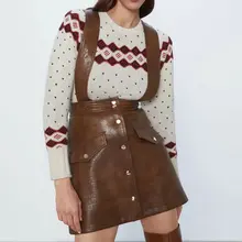 Новинка, Модные женские сексуальные мини-юбки из Искусственной Змеиной Кожи на осень и зиму, элегантные женские юбки на подтяжках с высокой талией