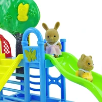 Forest Family Playground 1:12 Brown Bear Rabbit Panda Dollhouse Miniature Scene Slide Seesaw Swing Doll House Girl Toy Gift 2