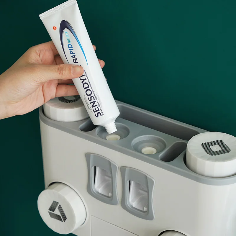 Multifunction Toothbrush Holder Storage Toothpaste Cosmetics Dust-proof Bathroom Accessories Convenient Toothpaste Dispenser