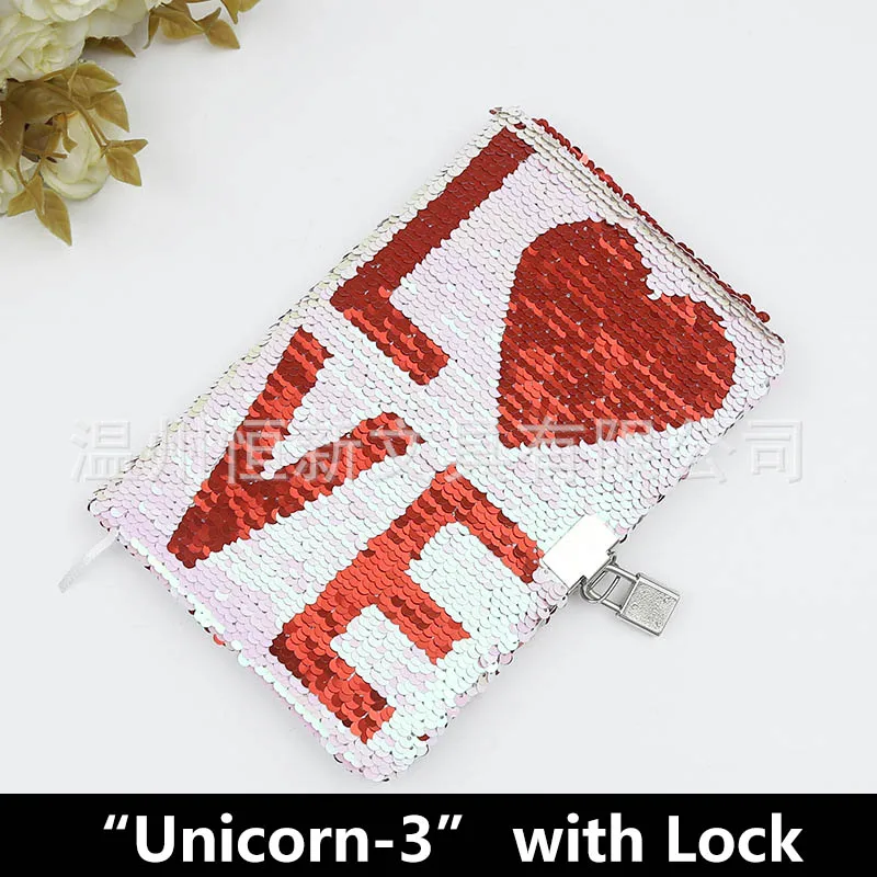 LOVE 3 with Lock Бабочка с блестками, дневник с замком, А5, блокнот для леди, бумага, блестящий блокнот, офисный блокнот, канцелярские принадлежности, сделай сам, записная книжка, s - Цвет: LOVE 3 with Lock