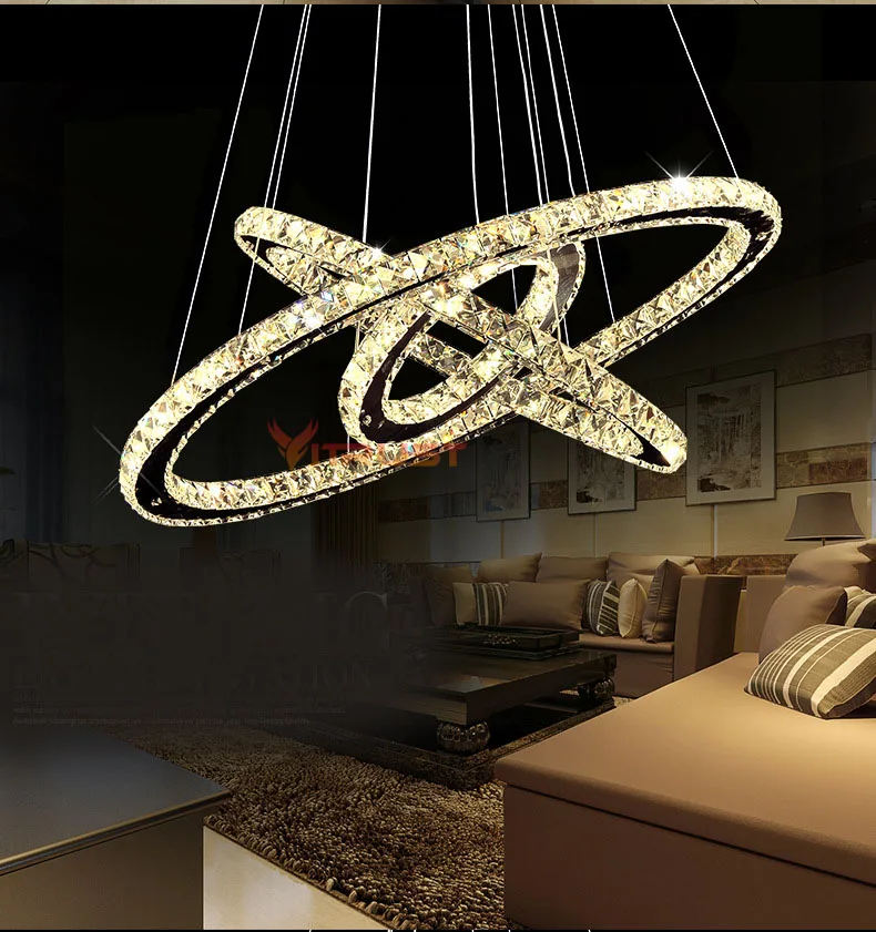 

Modern Crystal Chandeliers Lighting Oval Ring Crystal Lamps Pendant Chandelier for Lights Fixture for Dining Room Living room