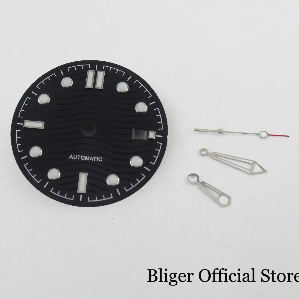 

Watch Part Blue/Black Watch Dial for NH35 NH35A Movement Date Display Wave Pattern Nologo
