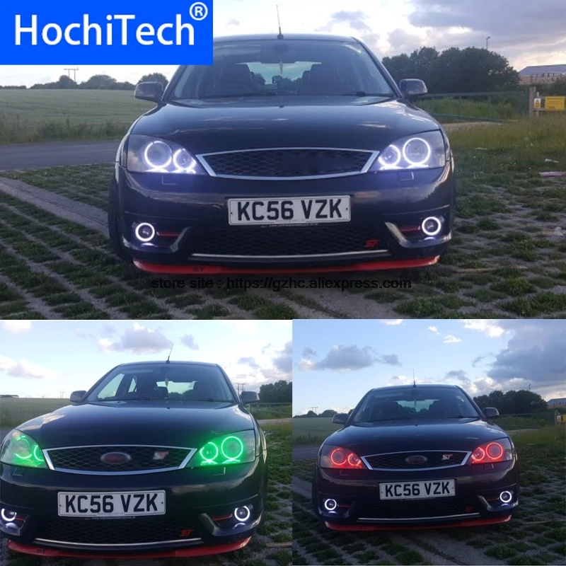 HochiTech для FORD Mondeo MK3 2001-2007 стайлинга автомобилей RGB светодиодный демон и ангел глаза комплект Halo Кольцо дневной свет DRL с пультом дистанционного управления