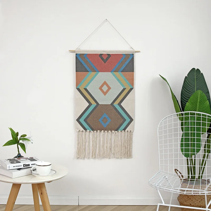 Bohemian Woven Wedding Backdrop, Geometric Tapestry, Wall Hanging, Mural Yarn, Living Room Decoration, 50*70cm