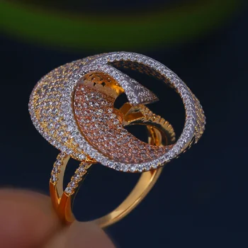 

2020 New Multi Colorful Crystal Zirconia Big Rings Party Trendy Flower Jewelry Top Quality Beautiful Large Ring for Women