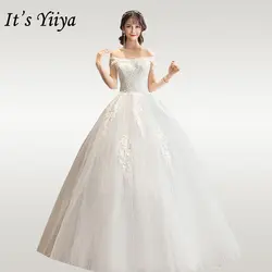 Это YiiYa свадебное платье белое с открытыми плечами свадебное платье es для женщин плюс размер свадебное платье кружевное элегантное Vestido de