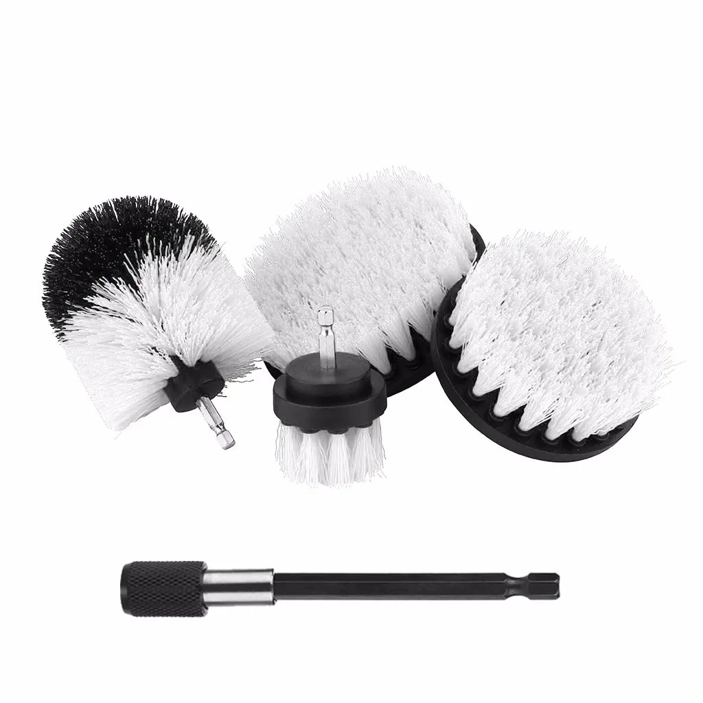 4Pcs Replaceable Power Scrubber Cleaning Drill Brush With Quick Change Extender Cleaning Tools Drill Brushes Cleaning Brush - Color: White