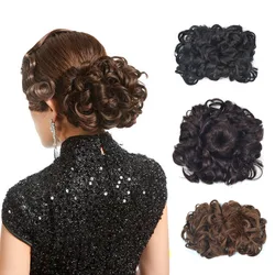 Jeedou Chignon Updos Hair Bun Pad Curly Elastic Rope Synthetic Natural Black Light Brown Color Hairpieces
