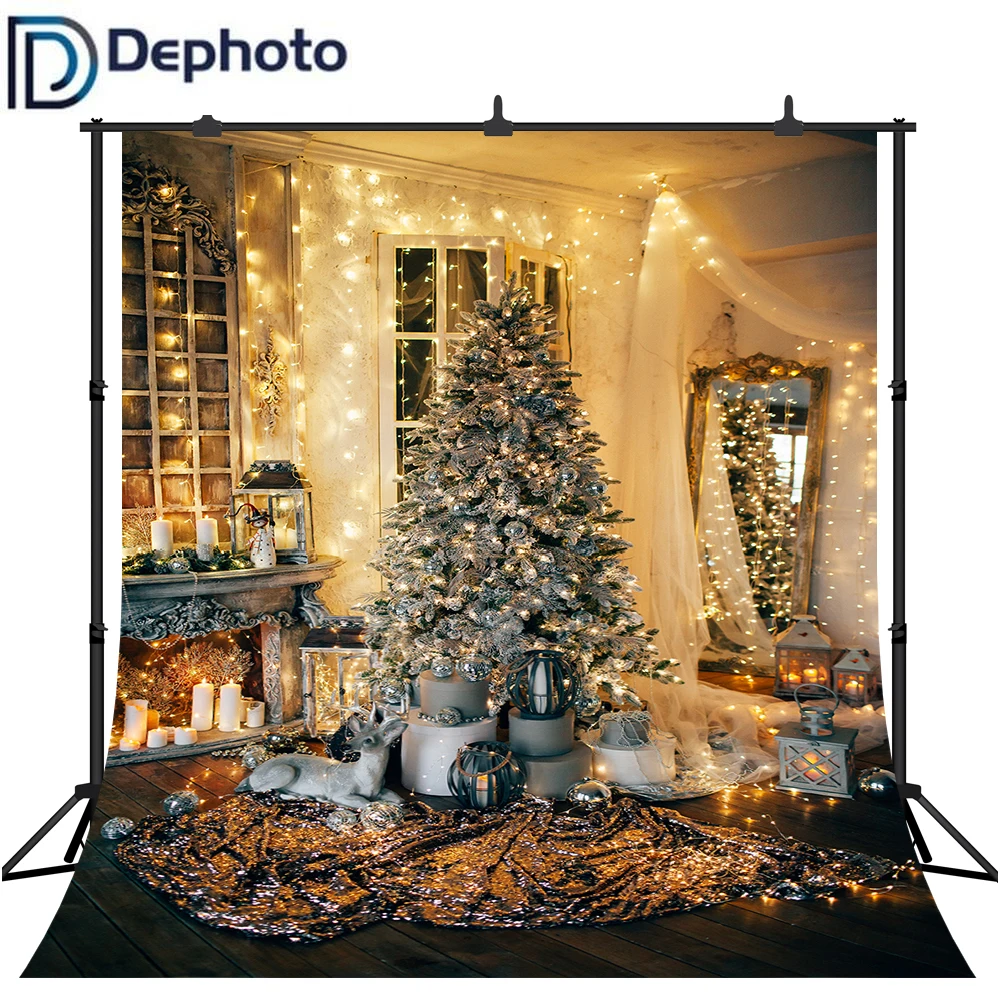 Фотофоны для фотосъемки Роскошная гостиная Рождественская елка подарки камин декорации фотостудия реквизит фоны