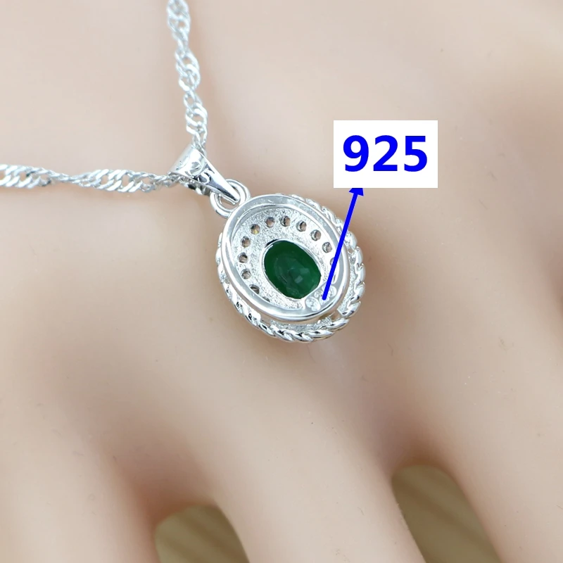 925 пробы, серебряные Ювелирные наборы для женщин, зеленый кубический цирконий, кольцо, подвесной браслет, ожерелье, серьги