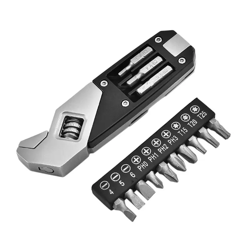 17 in 1 Stainless Steel Adjustable Wrench Foldable EDC Spanner Multifunctional 17 in 1 Stainless Steel Adjustable Wrench Foldable EDC Spanner Multifunctional