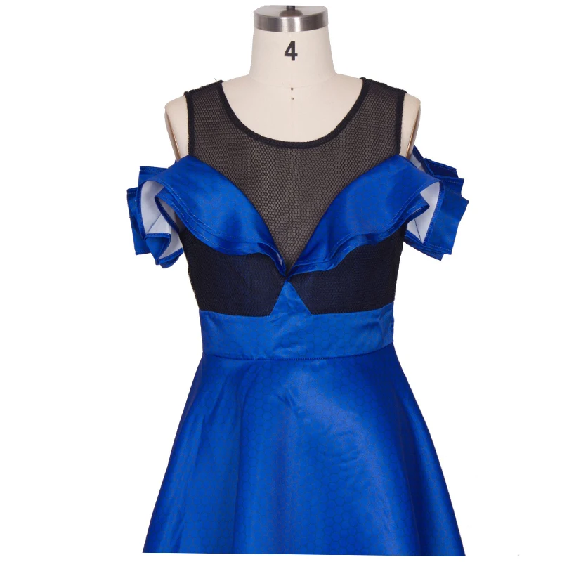 MD Plus Size Blue Dress South Africa Ladies Sexy Dress Mesh Tutu Women Vintage Chic Dress High Waist Ruffle Robe African Wedding