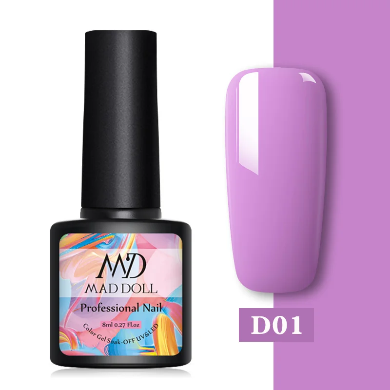 D01 MAD DOLL желтый Гель-лак для ногтей для зимней серии, долговечный лак для ногтей, лак для ногтей, сделай сам, дизайнерские украшения - Цвет: D01