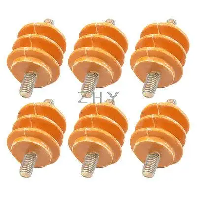 

6 Pieces 660V Water Resistance Busbar Insulator Orange 1.4" x 1.3" x 5/16