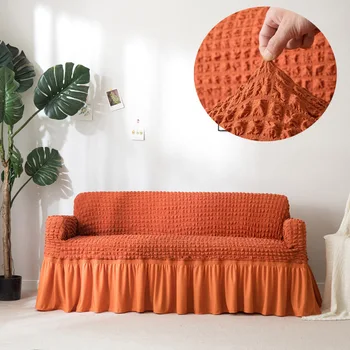 

3D Plaid Elastic Sofa Cover Slipcover Universal Furniture Covers with Elegant Skirt for Living Room Armchair Solid Couch Sofa