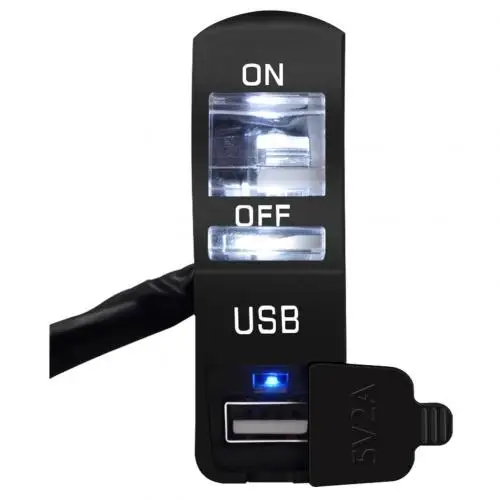 DC 12V Светодиодный индикатор для крепления на руль мотоцикла USB зарядное устройство для телефона с переключателем - Цвет: Белый