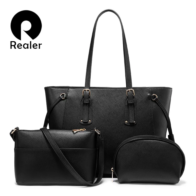 Realer bag set women handbag crossbody shoulder bag female purse luxury designer PU leather for
