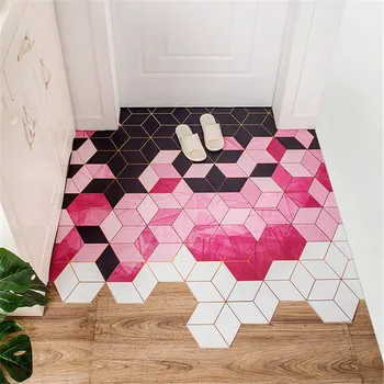

Leather Material PU Easy Clean Door Mat Carpet Nordic Geometric Home Living Room Bedroom Entrance Door Mats Non-slip Mats Carpet
