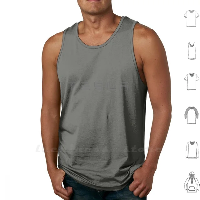 Tesla Vest Tank Top Katun Tanpa Lengan 