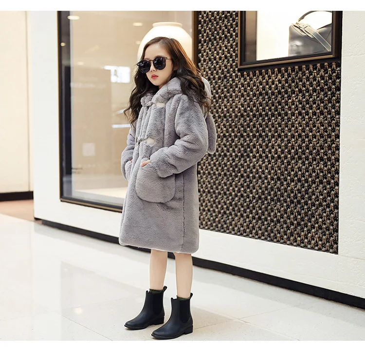 Baby Girl Clothes Winter Cartoon Thick Children Parka For Girls Faux Fur Fleece Ear Hooded Coats Down Jacket For Girls