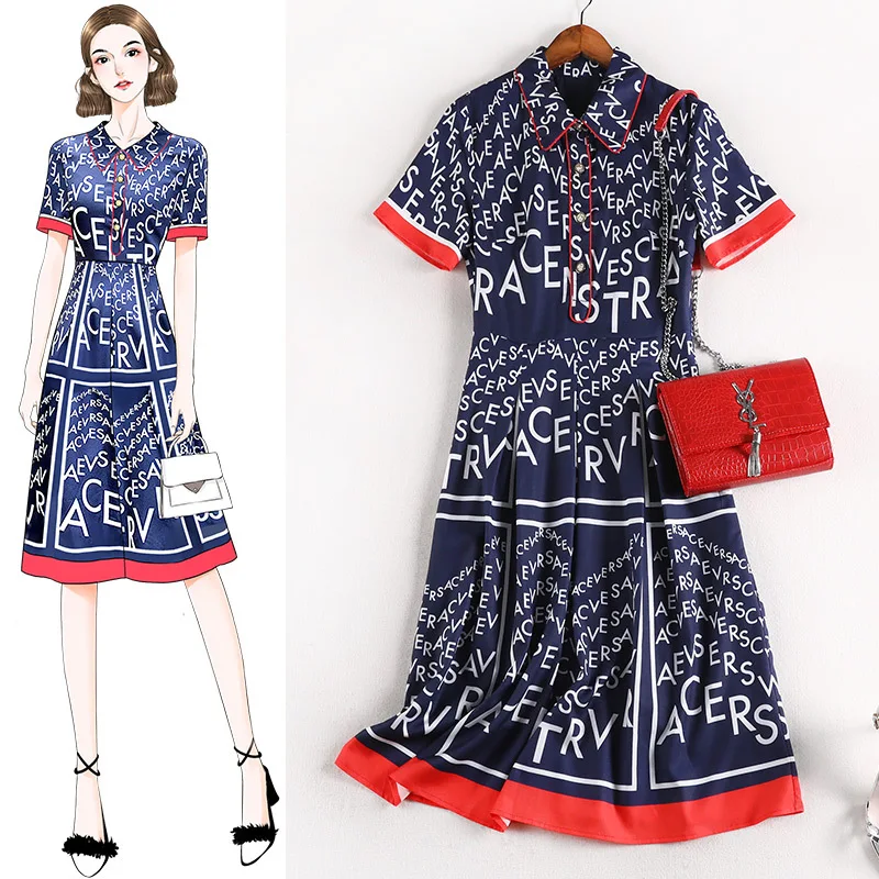 

4XL 5XL Summer Letter Print Woman Dress Large Size High Waist Casual Dress Chic Plus Size Party Dress Female Midi Dress Vestidos