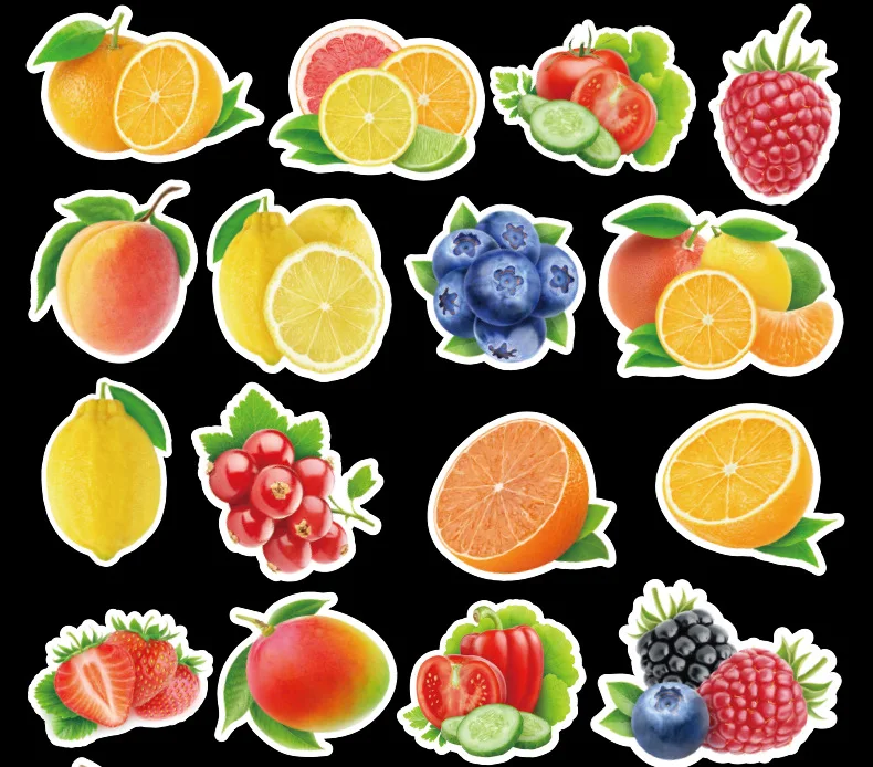 100pcs Fruit Vegetable Green Plant Doodle Stickers Child Sticker For Car Laptop Skateboard Motorcycle Trolley Cartoon Sticker