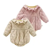 Newborn Long-sleeved One-piece Male and Female Baby Plus Fleece One-piece  Baby Double-layer Outing Suit  Children's One-piece