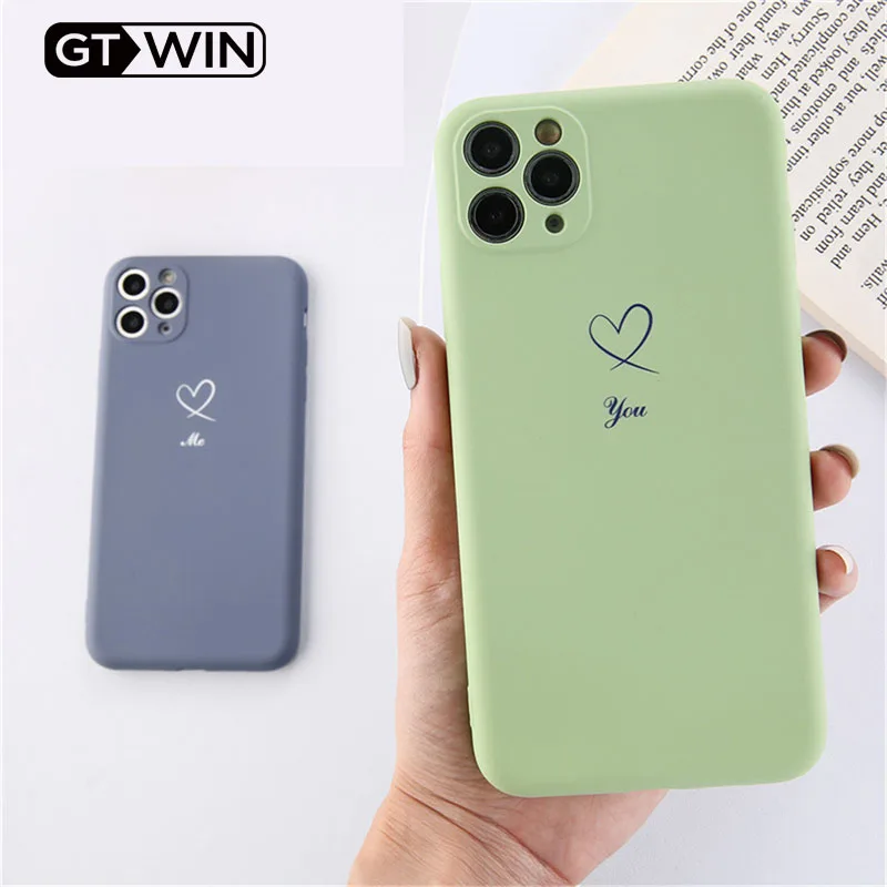 GTWIN разноцветное сердце «любовь» чехол для iPhone 11 Pro Max карамельный цвет чехол для телефона мягкий ТПУ задняя крышка Мода Пара чехол для телефона