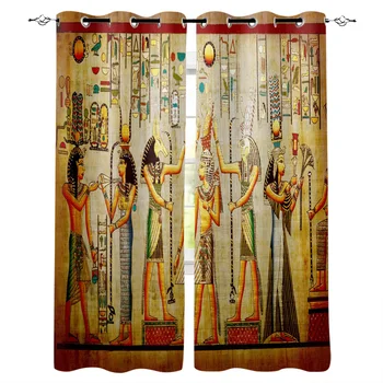 

Egyptian Circle Retro Style Printed Window Curtains Living Room Bedroom Curtains Polyester Cloth Home Decor