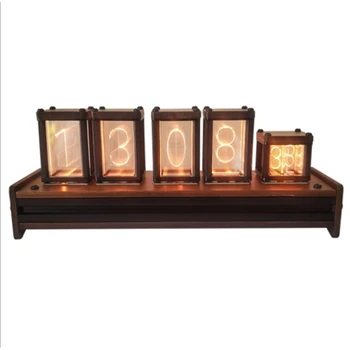 

Pseudo-Glow Tube Clock Creative Digital Clock RGB Full-Color DIY Ornaments Computer Peripherals Walnut Color Tube Clock