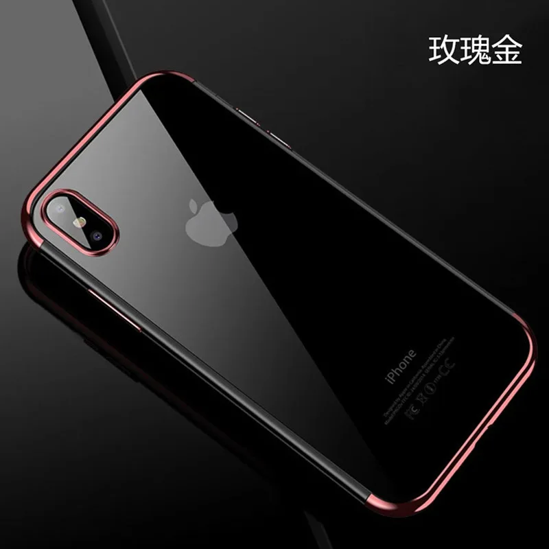 Для iPhone 6S 7 8 Plus чехол с лазерным покрытием Роскошный чехол из мягкого ТПУ прозрачный чехол для iPhone X XS XR легкие Чехлы для телефона с кристаллами Fundas - Цвет: Rose Gold