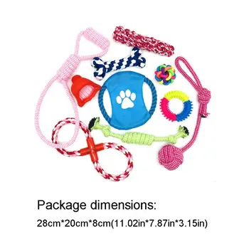 

New 10 Pcs Dog Molar Chew Rope Toys Set Washable Durable Cotton Pet Clean Teeth Interaction Entertainment Colorful Puppy