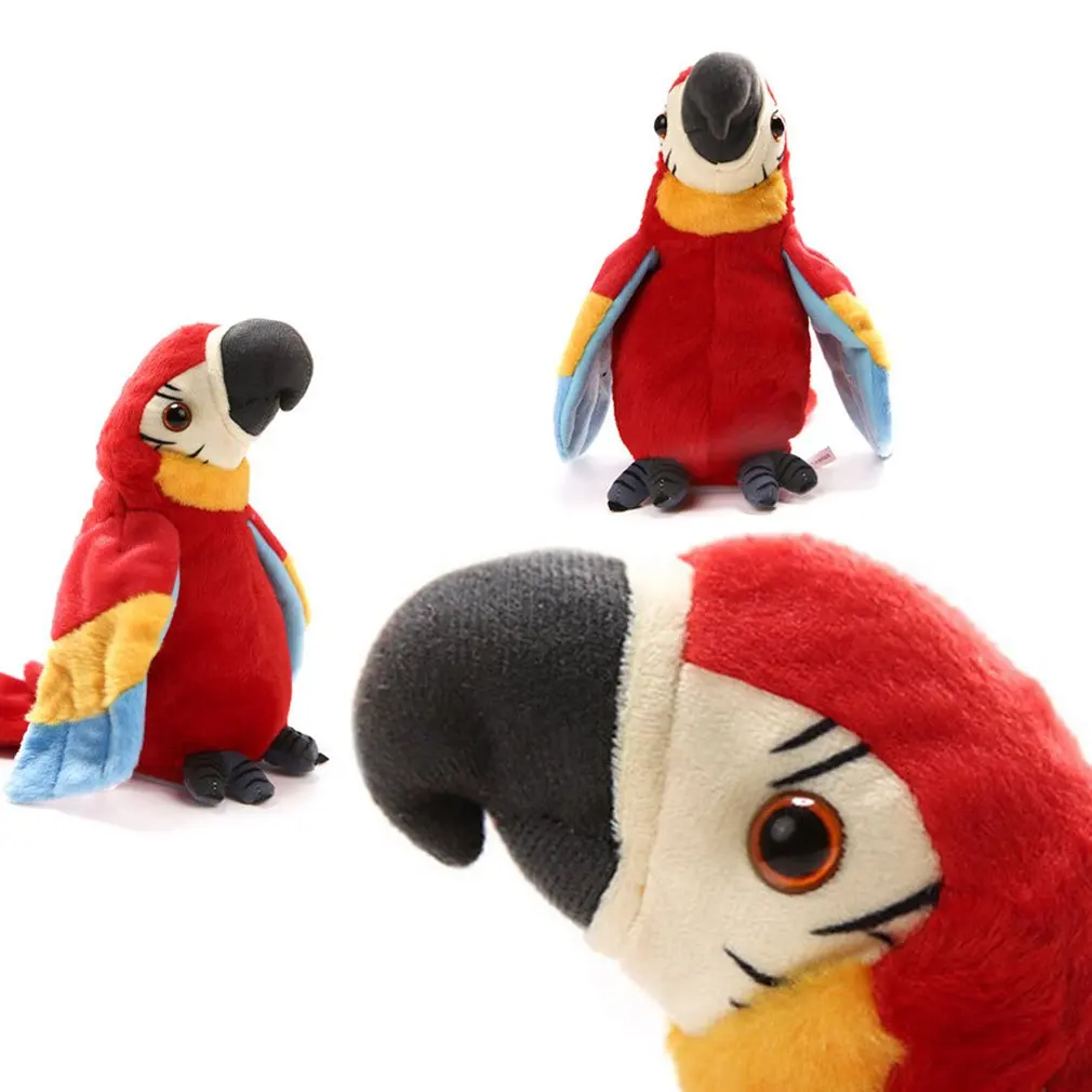 Electric Plush Recording Talk Log Cute Parrot Repetitions Wavy Wings Electric Simulation Parrot Toy Macaw Cute Kid Gift