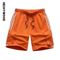 Épais short Cargo Orange pour hommes, léger, séchage rapide, décontracté, plage, été, doublure en maille, cordon de serrage, pantalon de planche 