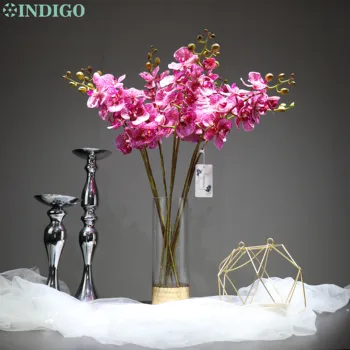 

INDIGO - 9pcs/Lot Leopard Phalaenopsis Latex Coating Orchid Real Touch Artificial Flower Wedding Party Fake Flower Free Shipping