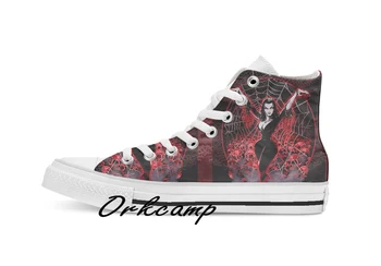 

Vampira Spider web gothic Custom Casual High Top lace-up Canvas shoes sneakers Drop shipping