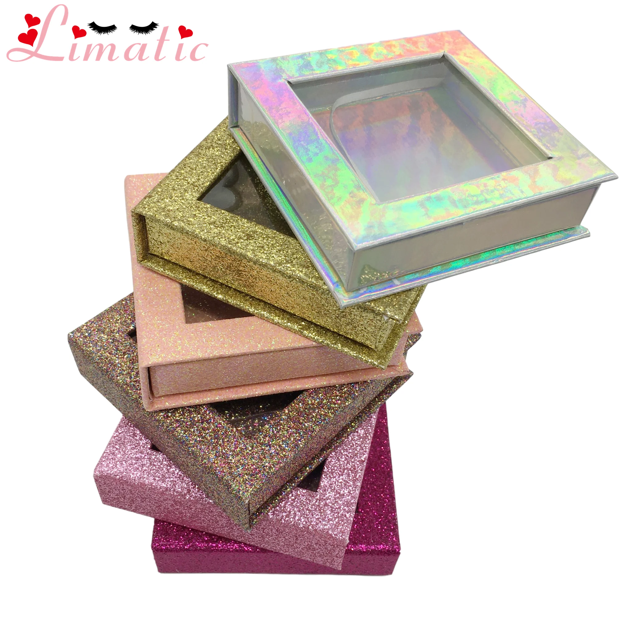 

Packaging Box False Eyelashes Square Package Custom Logo Colorful Faux Mink Lashes Glitter Case Wholesale