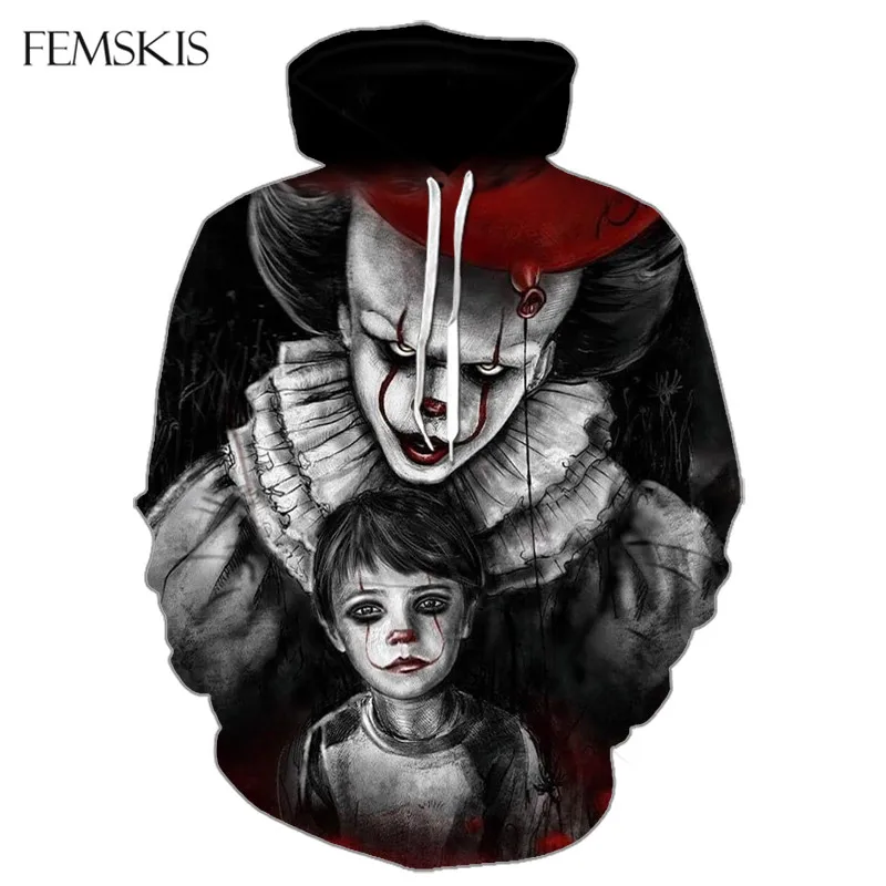 

FEMSKIS New 3D Printing Hoodie Sweatshirt Harajuku Men Women Tops Hoodies Joker Funny Pullovers Unisex Clothes Outwear