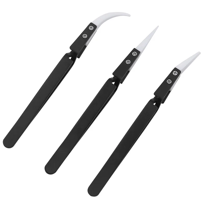 Антистатические обратные керамические нержавеющая сталь Tweezers электронная сигарета термостойкие проводящие изогнутые прямые пинцеты