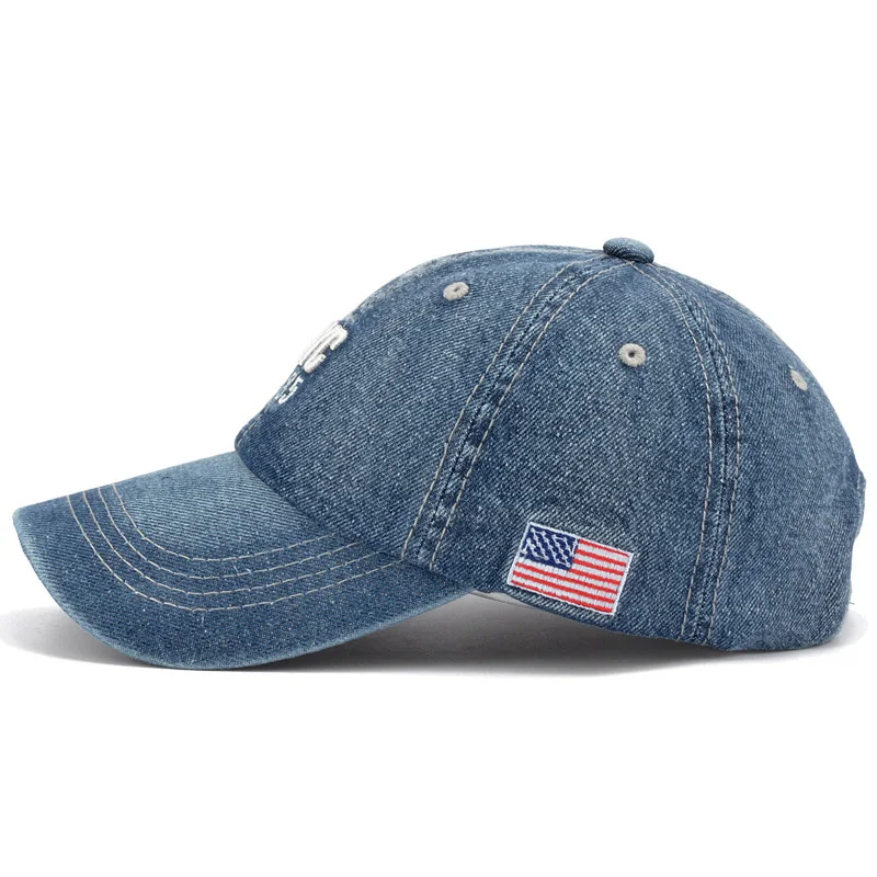 New Fashion Denim Baseball Cap Men Women Letter Embroidery USA Flag Jeans Snapback Hip Hop Teenage Sport Casquette Gorras CP0478 (2)