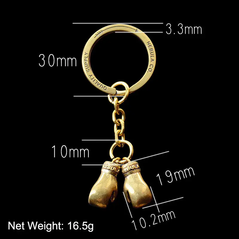 Retro Handmade Brass Boxing Fight Gloves Keychains Pendants Men Sports Car Bag Keyring Bodybuilder Gifts Fitness Fashion Jewelry