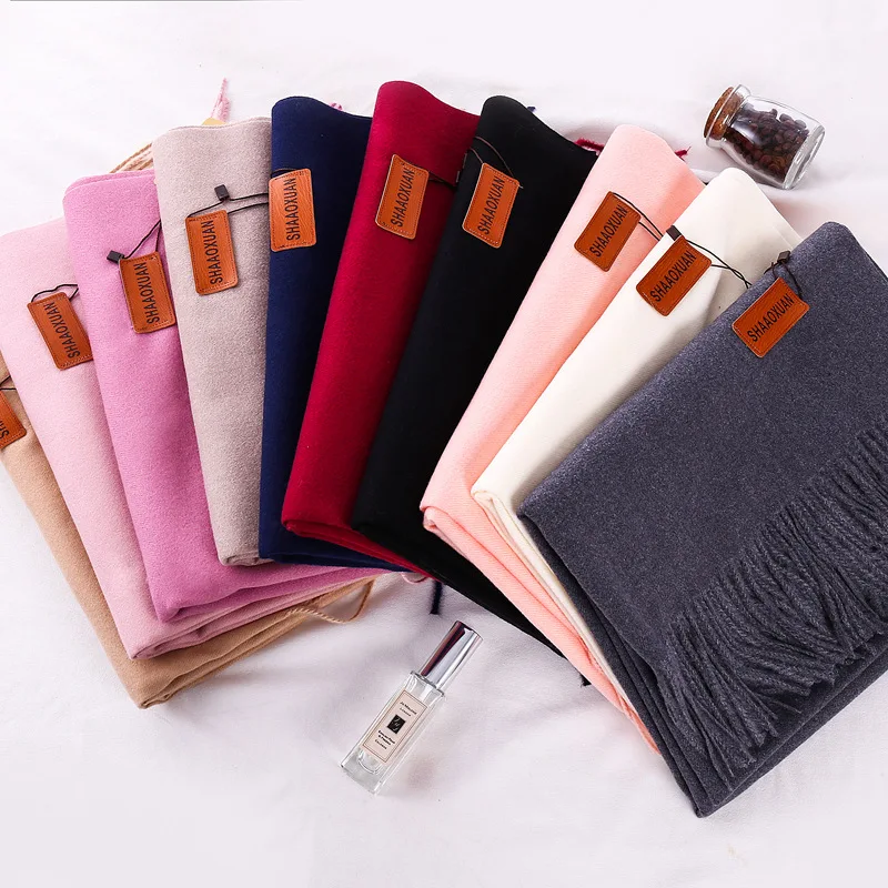 

Autumn and Winter Monochromatic Cashmere Shawl-like New Style Su Pure Scarf for Men and Women