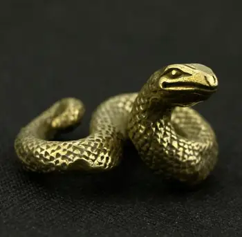 

Chinese Pure Brass Carves Retro Tea Pet Zodiac Animal Snake Wealth Ornaments Animal Statue